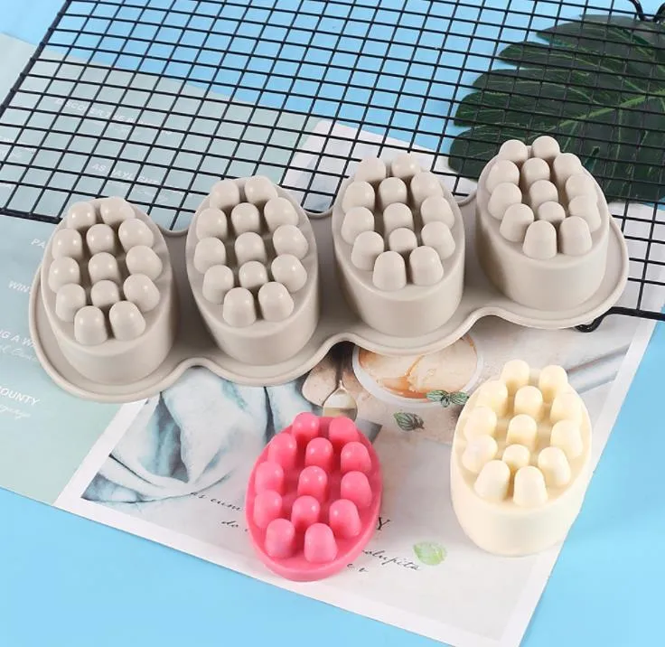 Oval Spa Soap Mould Cavity Silicone Massage Therapy Soaps Making Tool SN2772