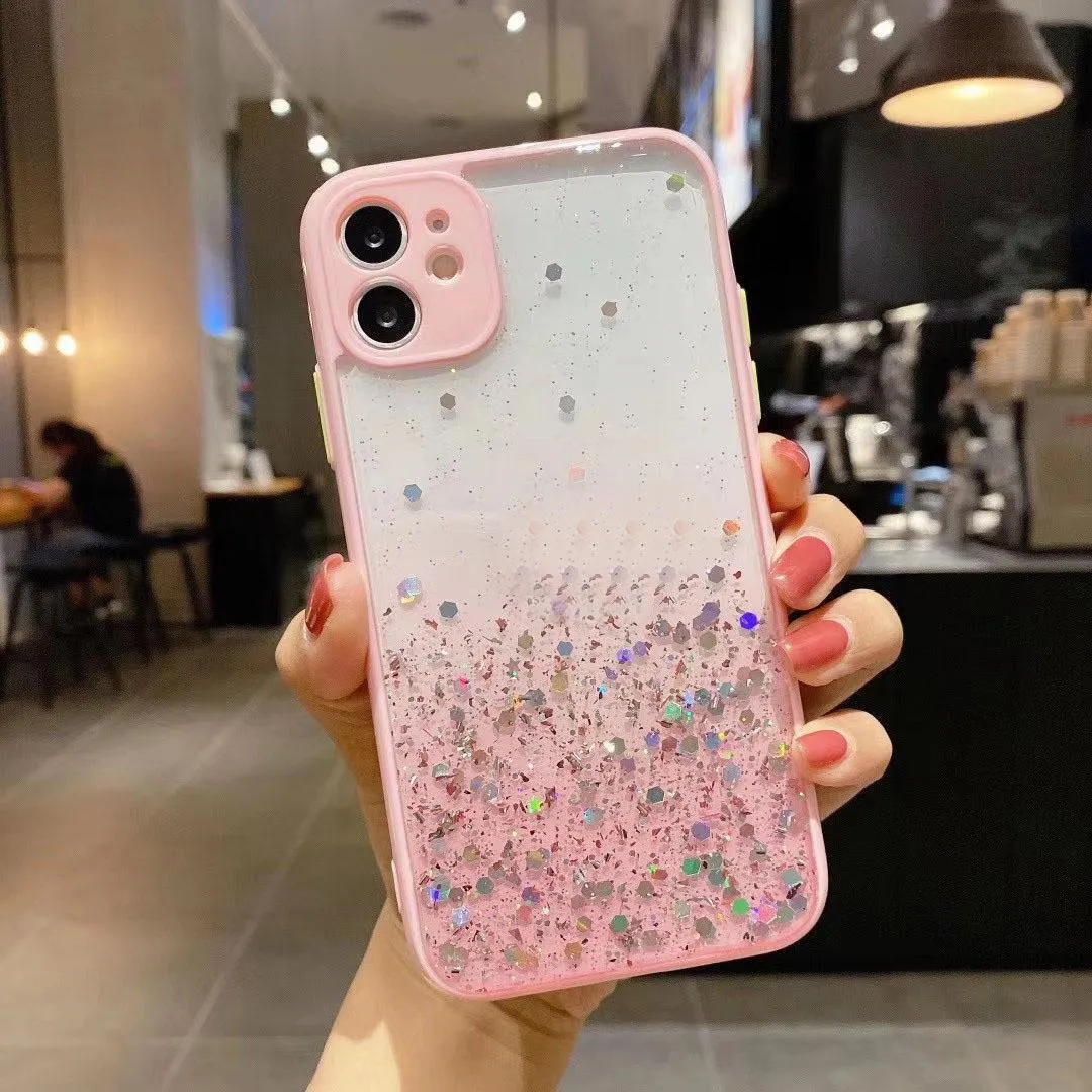 Bling Foil Glitter Hard PC TPU Case For Iphone 12 Mini 11 Pro Max XR XS MAX X 8 7 6 Star Gradient Transparent Confetti Sequin Flake Cover