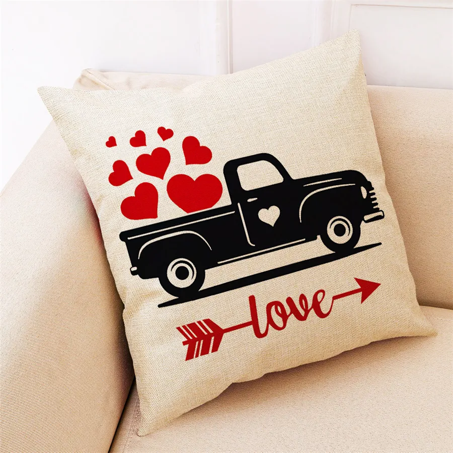 Coussin d'oreiller cadeau de la Saint-Valentin Coussin d'amour Coussin d'amour Coussin imprimé Taie d'oreiller pour canapé à domicile oreiller décoratif