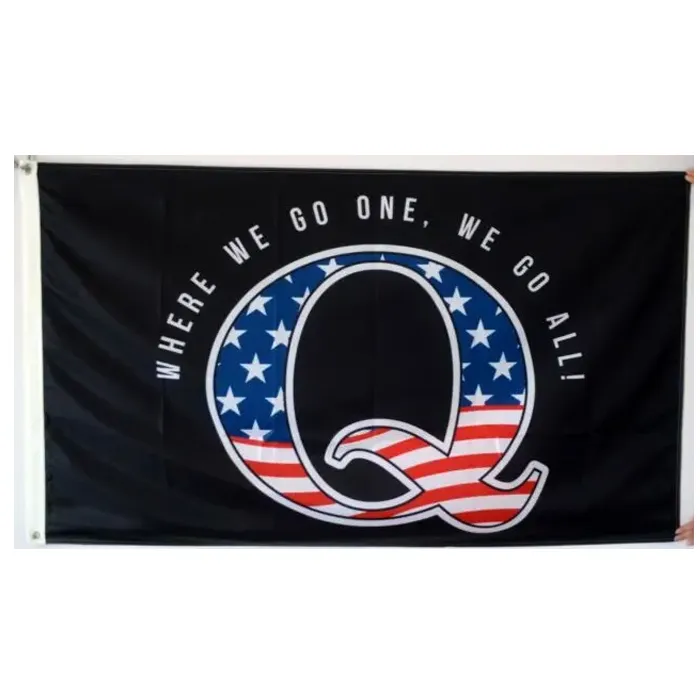 Where We Go One We Go All Q Flags Banners Cheap 100D Polyester 3x5ft Digital Printing