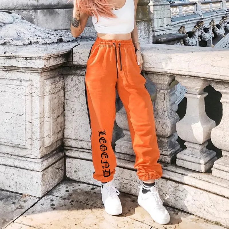 Save Big on Bulk Harajuku Style Pants Women Loose Sweatpants Harajuku  Trousers Autumn Female Orange Letter Printed Joggers Pants Hip Hop Dance  Pants