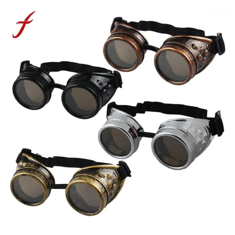 Solglasögon Steampunk Goggles 2021 Mode Ankomst Vintage Rund Spegel Stil Svetsning Punk Glas Cosplay Gratis Grossist Glasögon1