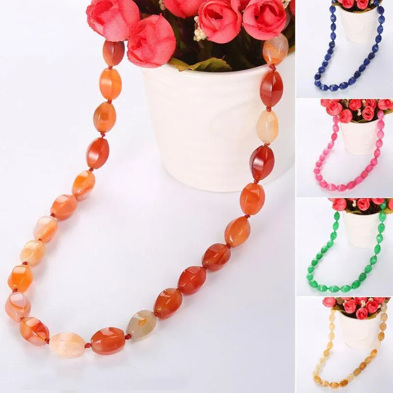 Gargantillas Moda Hecho a mano Cristal Opal Beads Colgantes Collar para mujeres Piedra natural Goldstone Malachite Tiger Eye Unakite Collares1