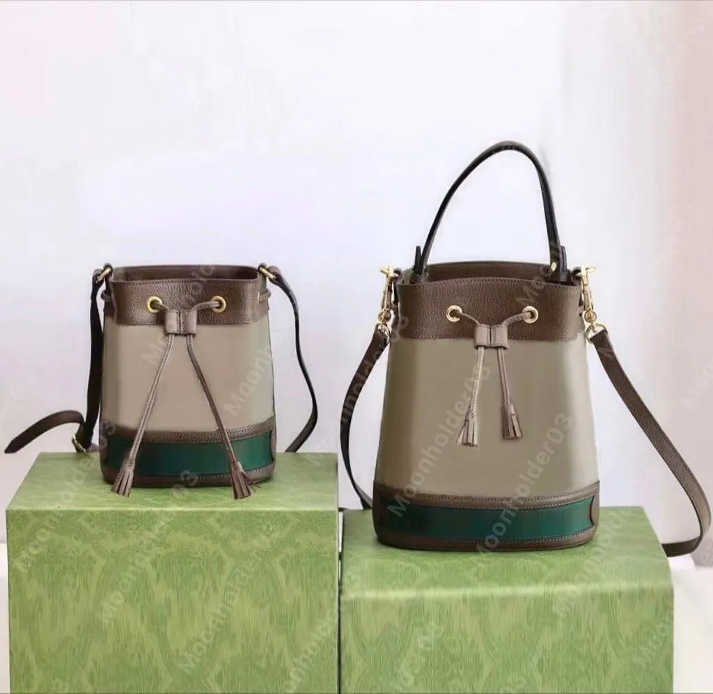 Torba typu Bucket ophidia Luksusowe Torby od projektantów Torebki damskie Torba na ramię Vintage Sznurek Frędzel Moda Skóra Klasyczny Damski Crossbody