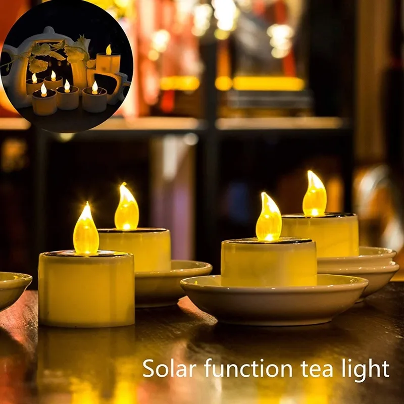 새로 6 PCS 할로윈 태양 광 전자 촛불 작은 차 왁스 LED 촛불 가벼운 홈 레스토랑 TE889 201009