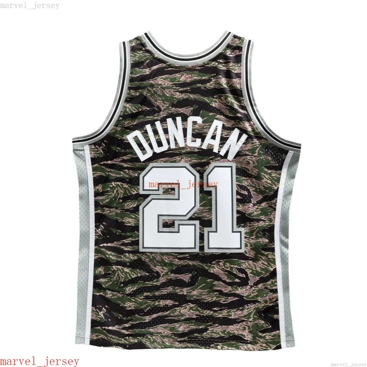 Cousue sur mesure Tim Duncan Tiger Camo 2002-03 Swingman Jersey XS-6XL HOMBACKS BASKETBALL BASKETBALL MENS FEMMES YOUT YOUT