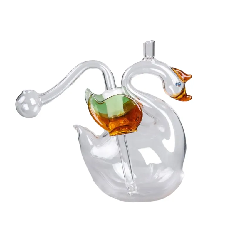 Glass Dab Rigs Oil Burner Mini 담그마 흡연 파이프 봉 핸드 크래프트 아트 Shisha Swan