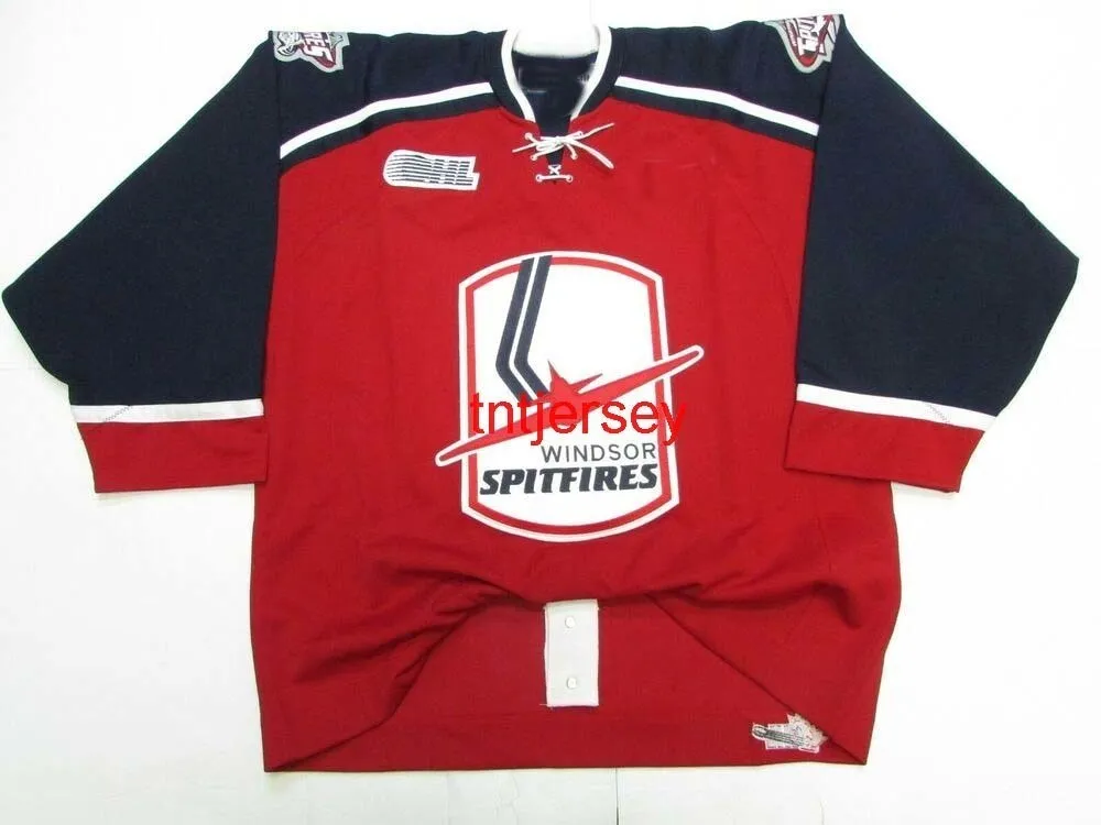 Szyte Niestandardowy Windsor Spitfires OHL Red Hockey Jersey Dodaj dowolny Nazwa Numer Mens Kids Jersey XS-5XL