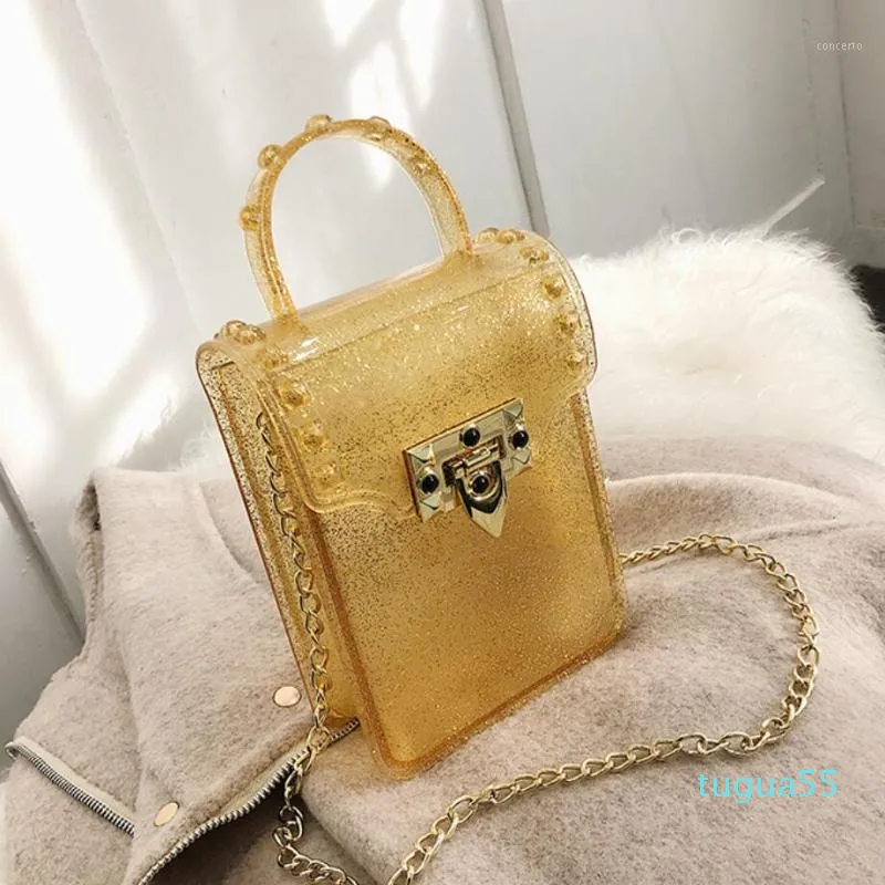 Designer-Schultertaschen Mini-Einkaufstasche Frühlingsmode Qualität Gelee Damenhandtasche Schlosskette Messenger