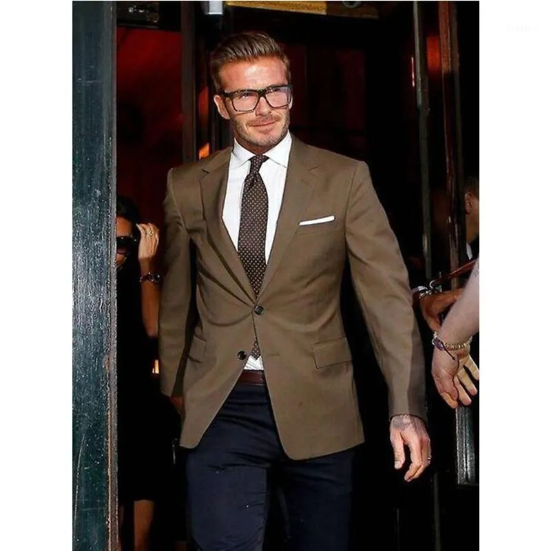 Mens Suits & Blazers Camel David Beckham Suit Custom Made Exceptional ...