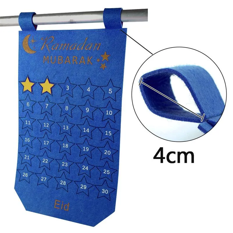 Eid Calendar Ramadan Countdown Calendar with 30 Reusable Stars for Kids Muslim Party Decor Supplies