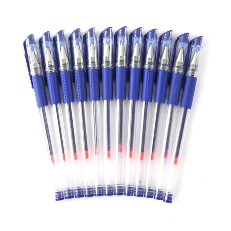12pcs/box 0.38mm Ultra Fine Full Needle Gel Pen Black Blue Red ink refill  gel pen for school office supplies stationary pens