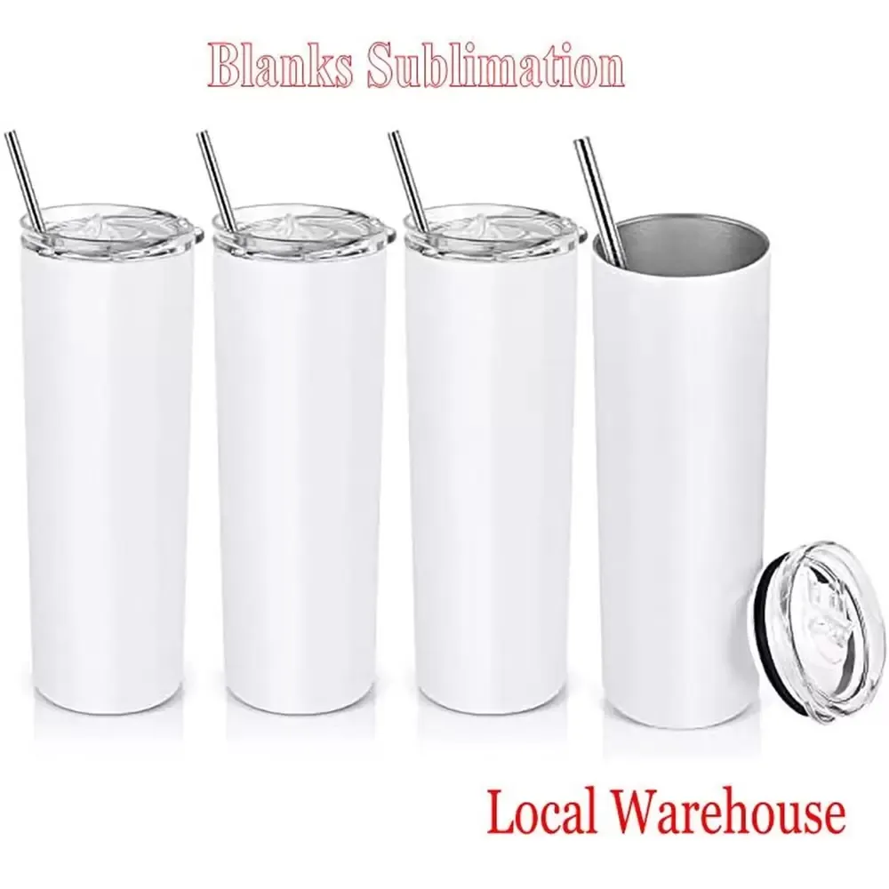 Blanco witte sublimatie 20oz rechte drinkware tuimelaars voor doe -het -zelf reizen naar huis water flessen keuken accusorries mokken dhl snelle levering