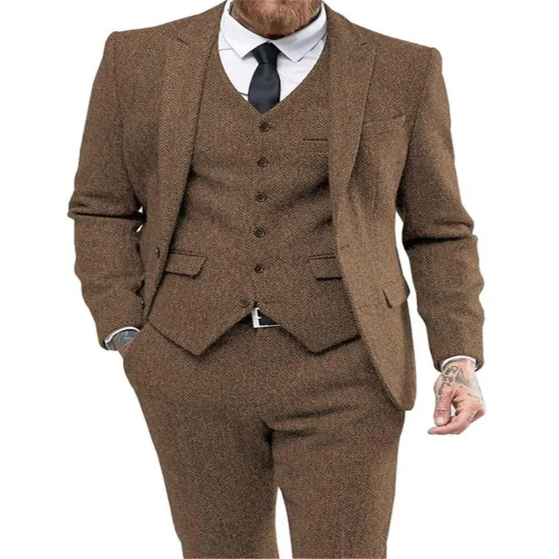 Peaky Blinders Gatsby 1920s Wool Suit Set Back For Men 2020 Brown Check Costume  Homme Tweed Tailored Fit T200303 From Xue04, $91.86