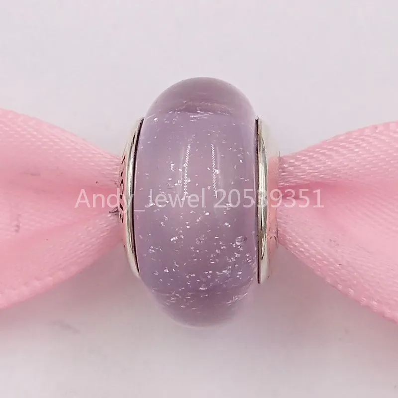 Autêntico 925 contas de prata esterlina Glass DSN Parks Rapunzel Lavender Murano Glass Charms Charms se encaixa em pulseiras de joias europeias no estilo Pandora