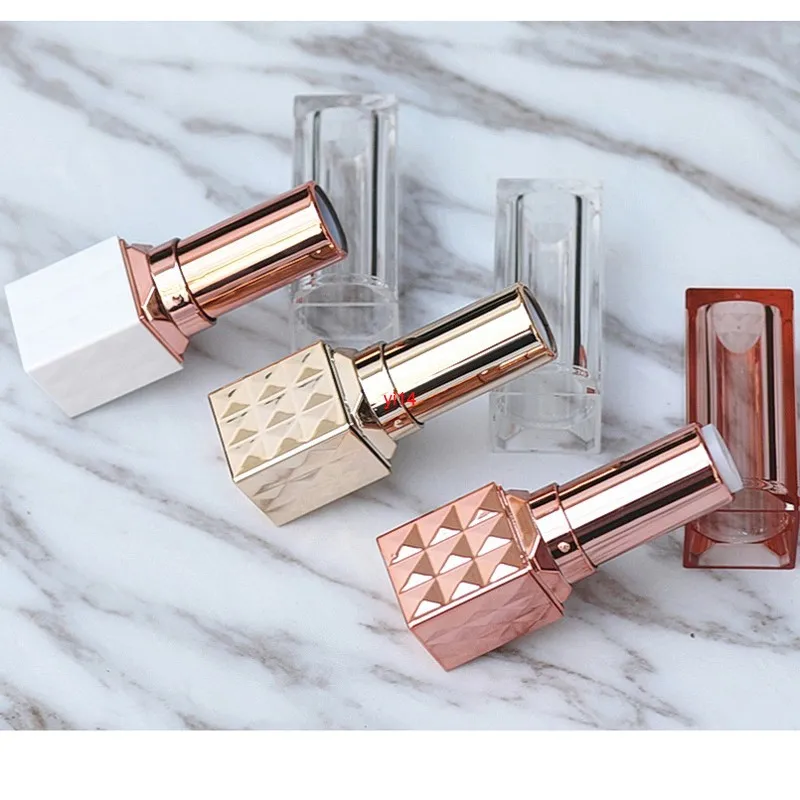 DIY High-grade 12.1mm Empty Plastic White Rose Gold Lipstick Tube Travel Cosmetic Container Lip Balm Tubes Bottles 20pcs/lotbest qualtity