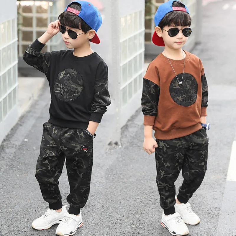 Children Boy s Clothing Set Teen Outfits Kids Boys Camouflage Disguise Tracksuit Sportwear Sport Suit 4 6 8 10 12 Years 220218