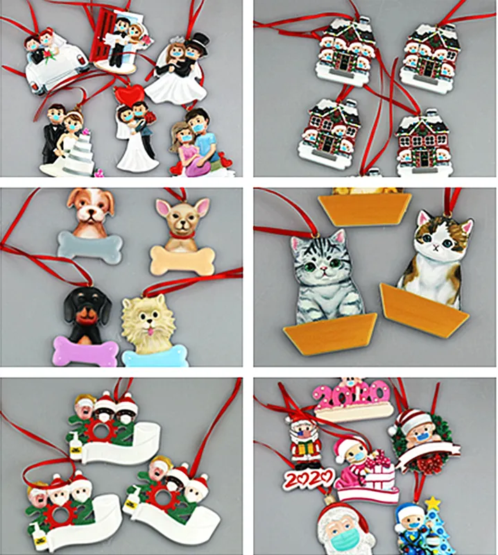 Mais recente quarentena Natal pet decoração TRUNFO ornamento mais de 20 opções de suspensão de quarentena Decoração com corda vermelha
