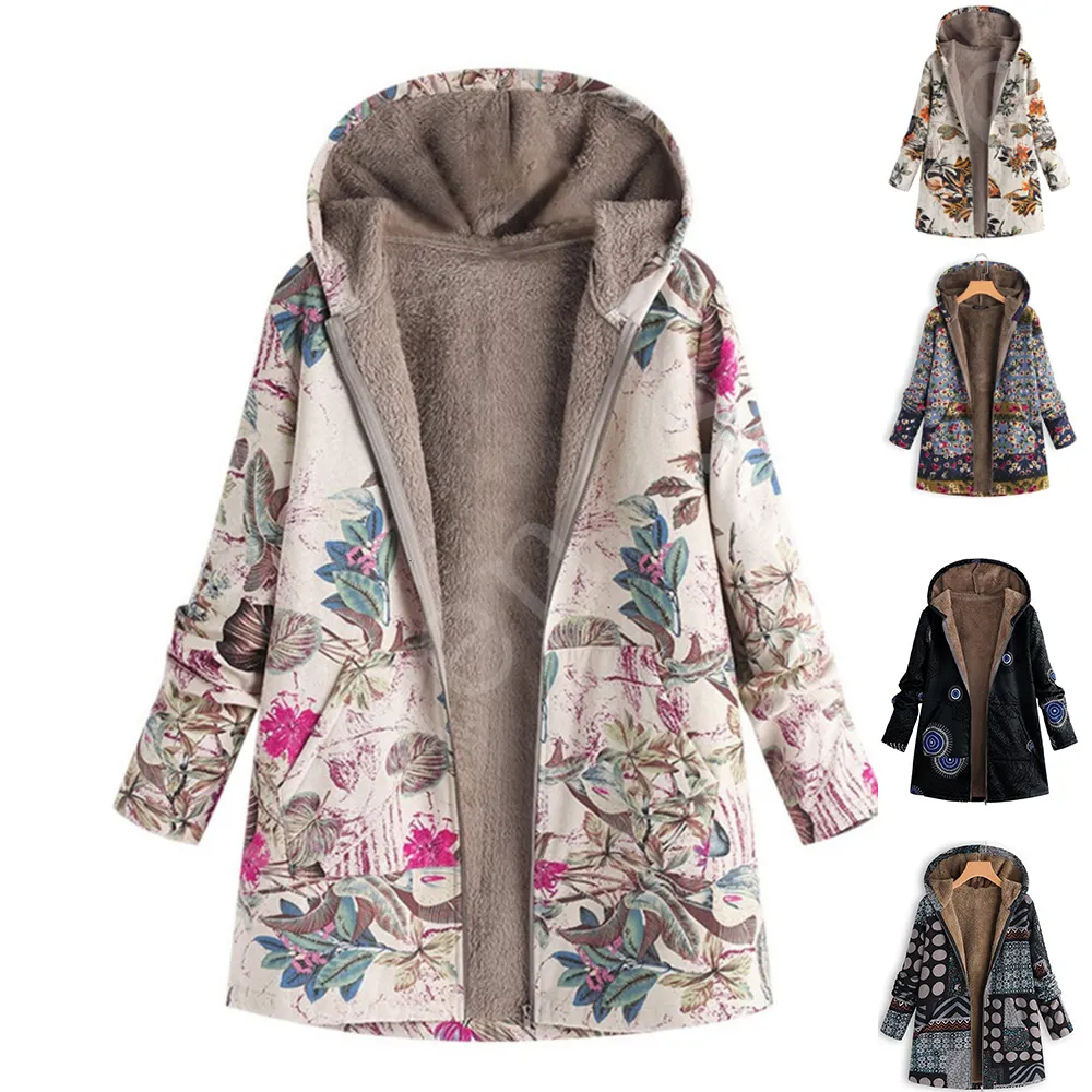 Save Big on Bulk Jacket Autumn Women Women's Autumn Jacket Women Female  Windbreaker Leather Jacket Coat Floral Print Hooded Pockets Vintage Coats 