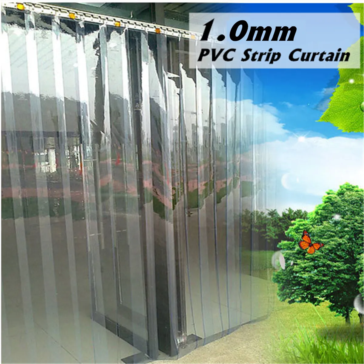 Kit de cortina de tiras de PVC, 0.079 in de grosor, impermeable,  transparente, resistente a los arañazos, fácil de pasar, para congelador