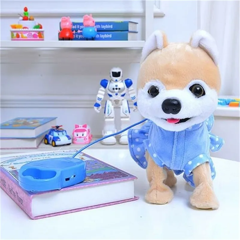 Robot Dog Singing Dancing Walking Husky Musical Electronic Pet Puppy Leash Teddy Music Plush Dog For Children Birthday Gifts LJ201105