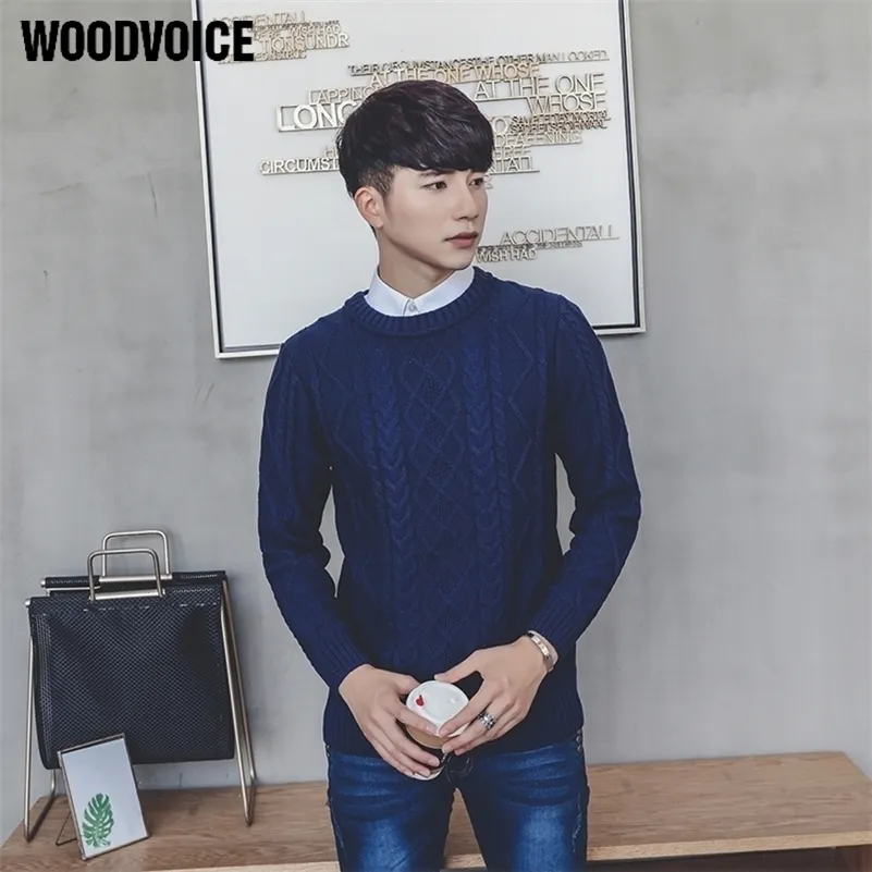 Woodvoice Brand Mens Fashion Sweater Color sólido Hombre Marca de alta calidad Street Wear Pullover Suéteres Azul Negro Rojo Venta caliente 201105