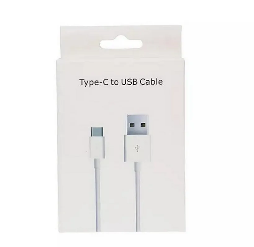 Type C Phone Cables for Samsung S8 S10 S20 S21 Huawei P30 P40 P50 Xiaomi 7 8 9 10 11 Fast Charging Type-c Cord OEM with Retail Package Box Micro V8 USB Charger Data Cable