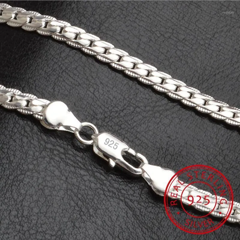 Naszyjnik 5mm 50 cm Mężczyźni Biżuteria Hurtownie Nowa Moda 925 Sterling Silver Duży Długi Szeroki Łęczkę Męski Pełny Łańcuch Boczny dla Wisiorek1