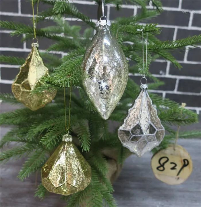 Decoraciones navideñas Decoración de árboles Adornos Bola de cristal Color antiguo Diamante cónico Grupo único1