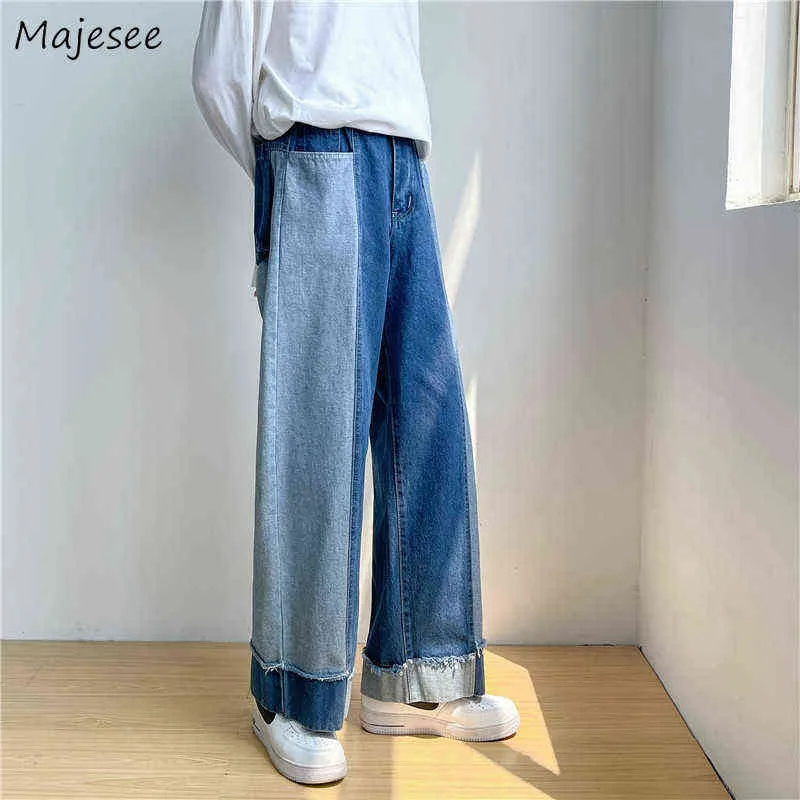 Jeans Men Men vintage Patchwork Pocket Pocket coreano IN