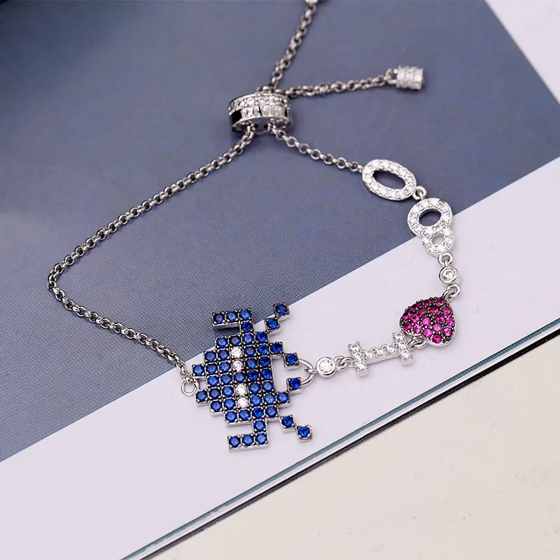 2020 Korean hot-selling brand luxury micro-inlaid zircon alien bracelet jewelry temperament women high-end shiny zircon adjustable bracelet