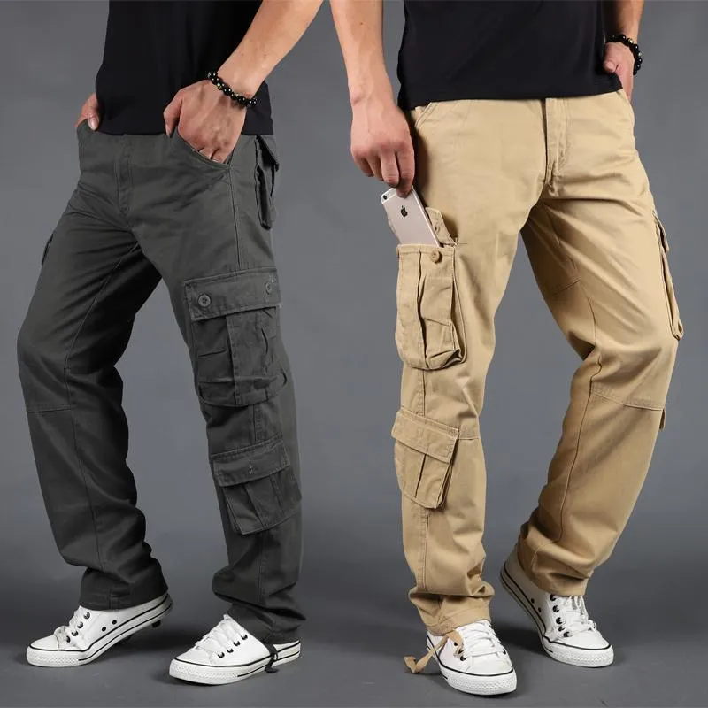 Mens Military Cargo Mens Beige Cargo Trousers With Multi Pockets Casual  Cotton Overalls For Work And Outdoor Activities From Dou02, $29.83