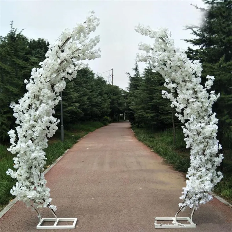 Kunstmatige Kersenbloesem Nep Bloemenkrans Wit Roze Rood Paars Beschikbaar 1 m/stuks voor Bruiloft DIY Decoratie