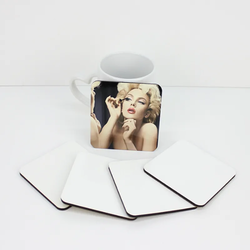 DIY Coaster 9*9cm Sublimation Coaster Wooden Blank Table Mats MDF Heat Insulation Thermal Transfer Cup Pads HH0086SY