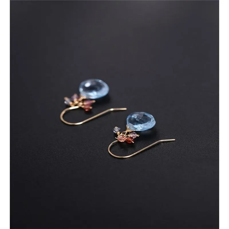 DAIMI голубой топаз серьги драгоценных камней Женский Подлинная 18K Gold DIY Caibao серьги подарок