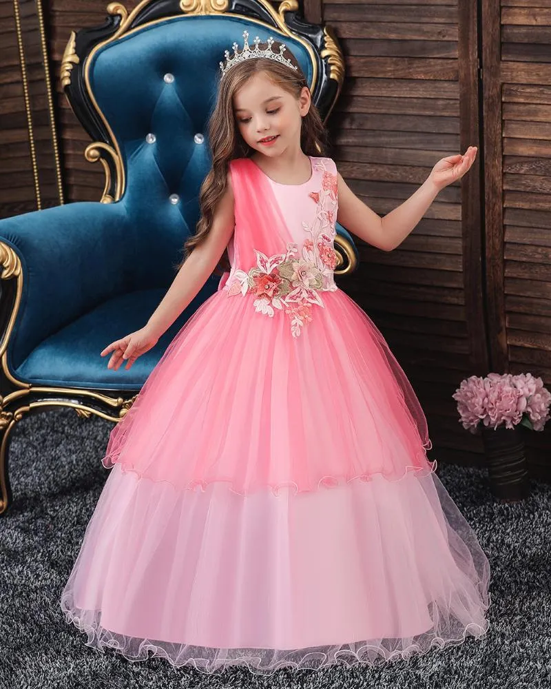 Vestidos de la ni a 2021 Rendimiento de Navidad Vestido largo Vestido de flores Cumplea os de boda Cumplea os de la noche Fiesta de la noche Beb