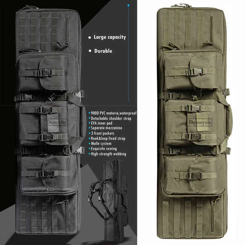 Tactique Double Rifle Gun Case Armée Airsoft Combat Rembourré Fusil De Stockage Sac À Dos Pistolet Et Magazine Stockage 95cm / 116cm Y1227