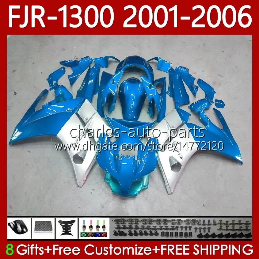 OEM Body for Yamaha FJR-1300 FJR 1300 A CC 2001 2002 2003 2004 2005 2006 Bodywork 106no.64 FJR1300A FJR-1300A 01-06 FJR1300 01 02 03 04 05 06 Moto Fairing Kit Blue Silver