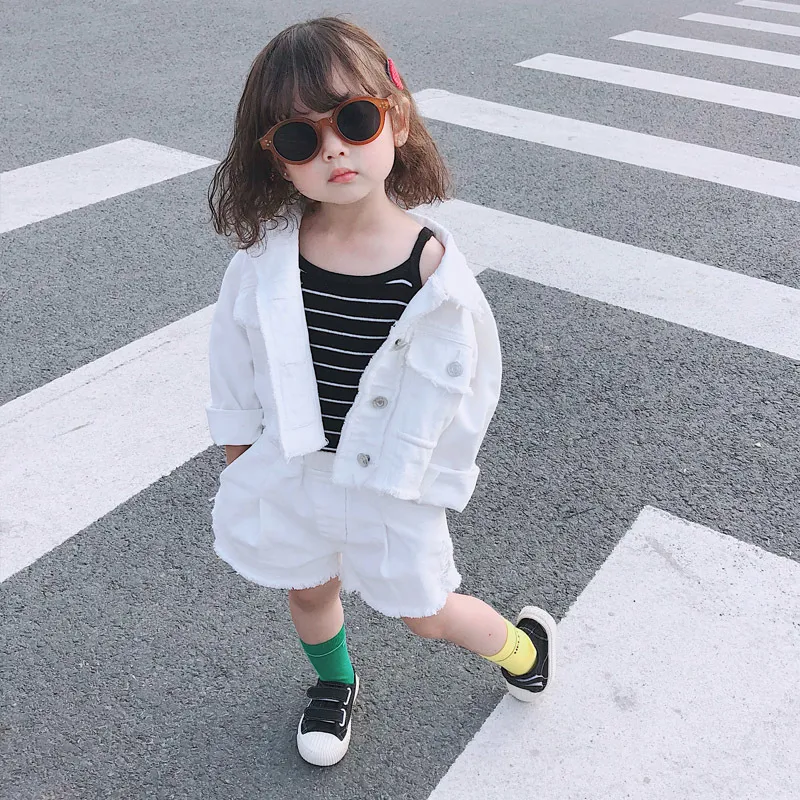 ANKRT Baby Girls White Denim Outerwear Kids Jackets For