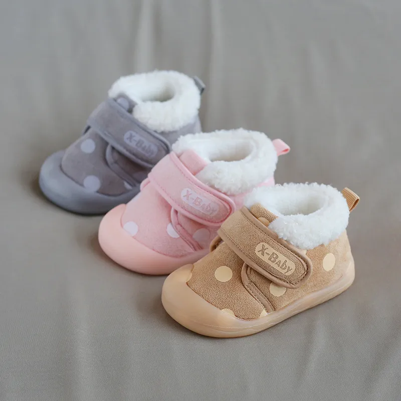 Bebek Yürüyor Çizmeler 2020 Kış Bebek Kız Erkek Kar Botları Yumuşak Alt Sıcak Peluş Çocuk Rahat Çizmeler Çocuk Açık Ayakkabı LJ201104