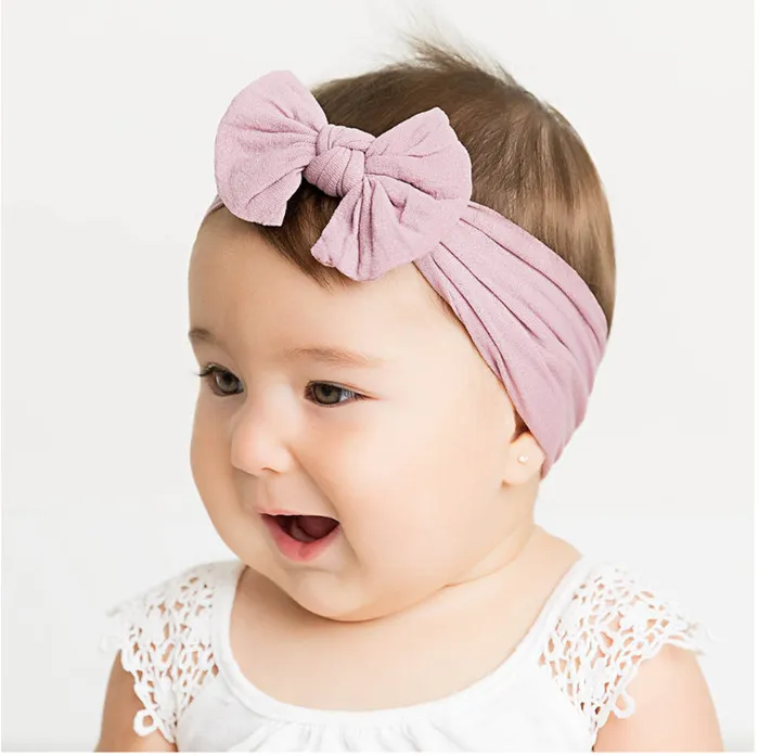 Baby Girl Turban Opaska na głowę miękkie nylonowe głowę łuk węzeł opaski na głowę elastyczne opaski do włosów małe dziewczynki moda fryzura 7761367