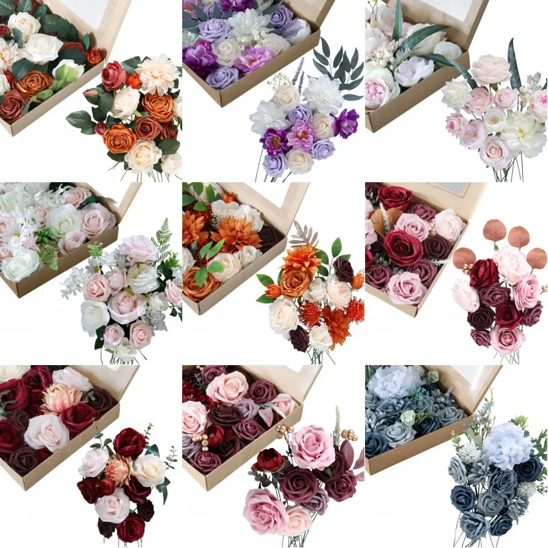 Artificial Flowers Box Set for DIY Wedding Bouquets Centerpieces Arrangements Party Baby Shower Home Decorations