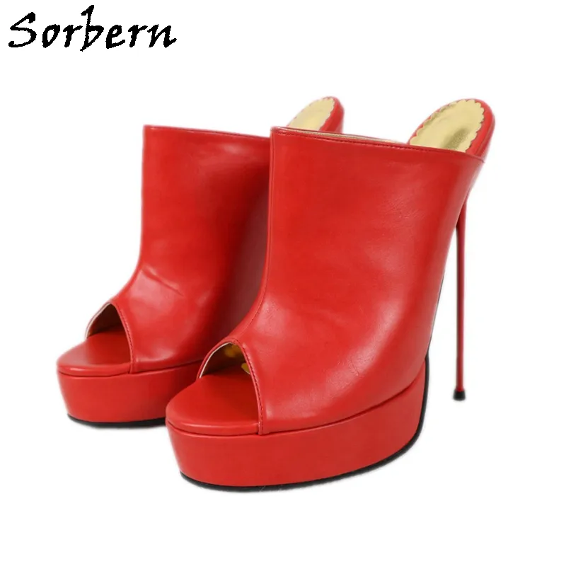 Sorbern Sexy Stilettos 여성 슬리퍼 플랫폼 여성용 여름 신발 여성용 오픈 발가락 슬라이드 숙녀 발 뒤꿈치 12cm 14cm 16cm 18cm 20cm