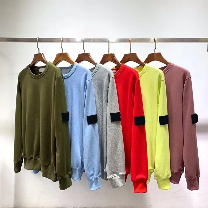 22SS Spring topstoney Sweatshirts Långärmade T-shirts broderade rund logotyp män kvinnor Par Lös o-ringad 810401