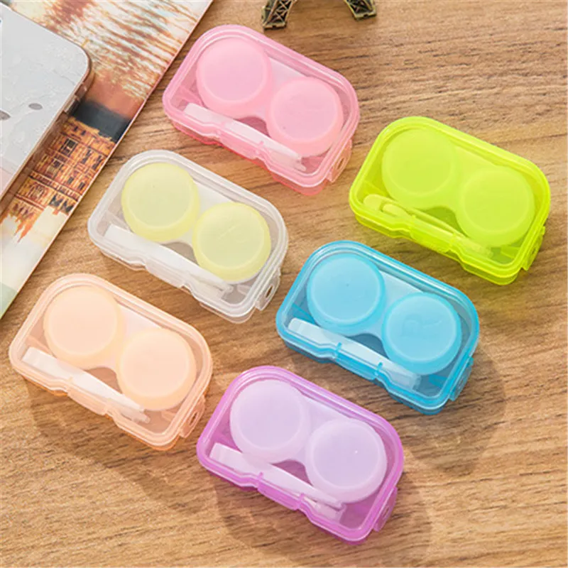 Lovely Pocket Mini Kontakt Lens Case Travel Kit Easy Carry Lenses Box Container med hängande hål 30sets