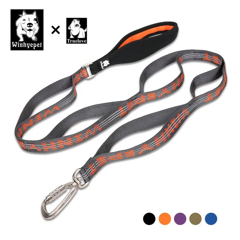 Truelove Dog Leads Pet Leashs Slitstarkt reflekterande löpande nylonhund Pet Leash Multi Hantera Justerbar Training Leash For Dogs LJ201112