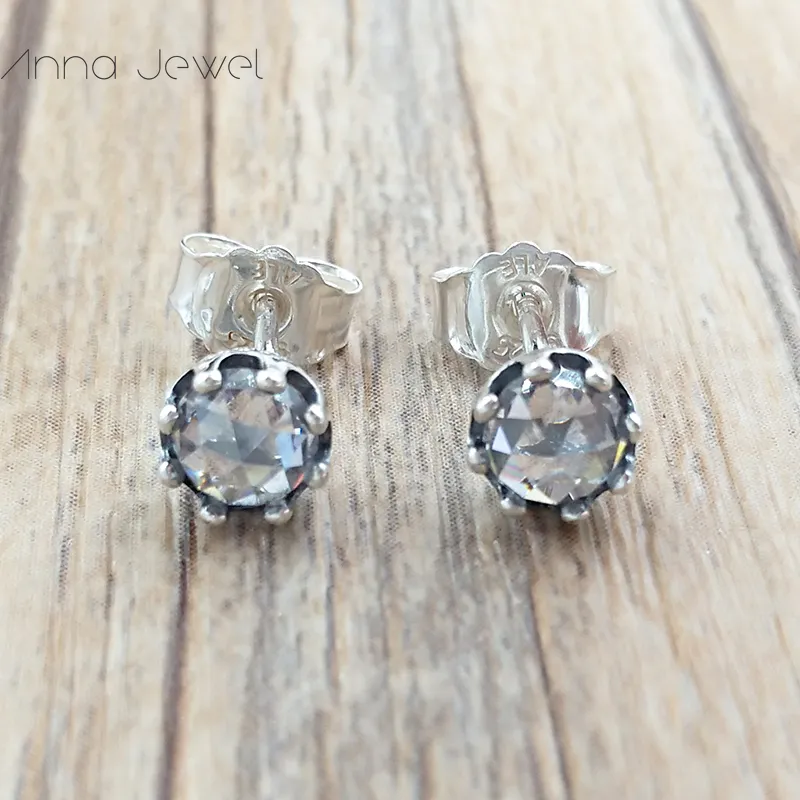 Clear sparkling crown stud earrings discount