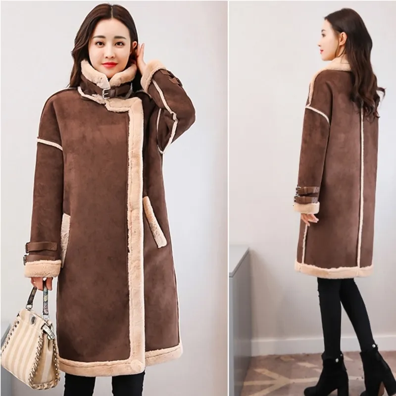 Winter Womens Brown Faux Fur Lined Suede Warm Jackets For Women Plus Size Windbreaker Coat From Bai03 38.9 DHgate.Com