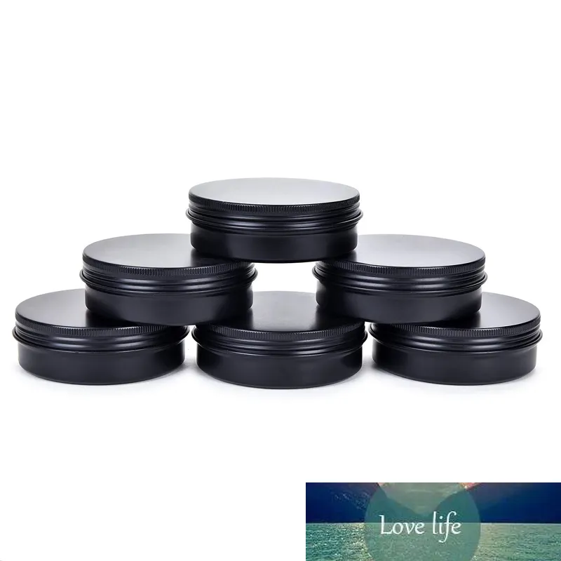 30PCS 5G 10G 15G 20G 30G 50g Tomma Black Aluminium-burkar Skruv Top Round Candle Spice Tins burkar med skruvlocksbehållare