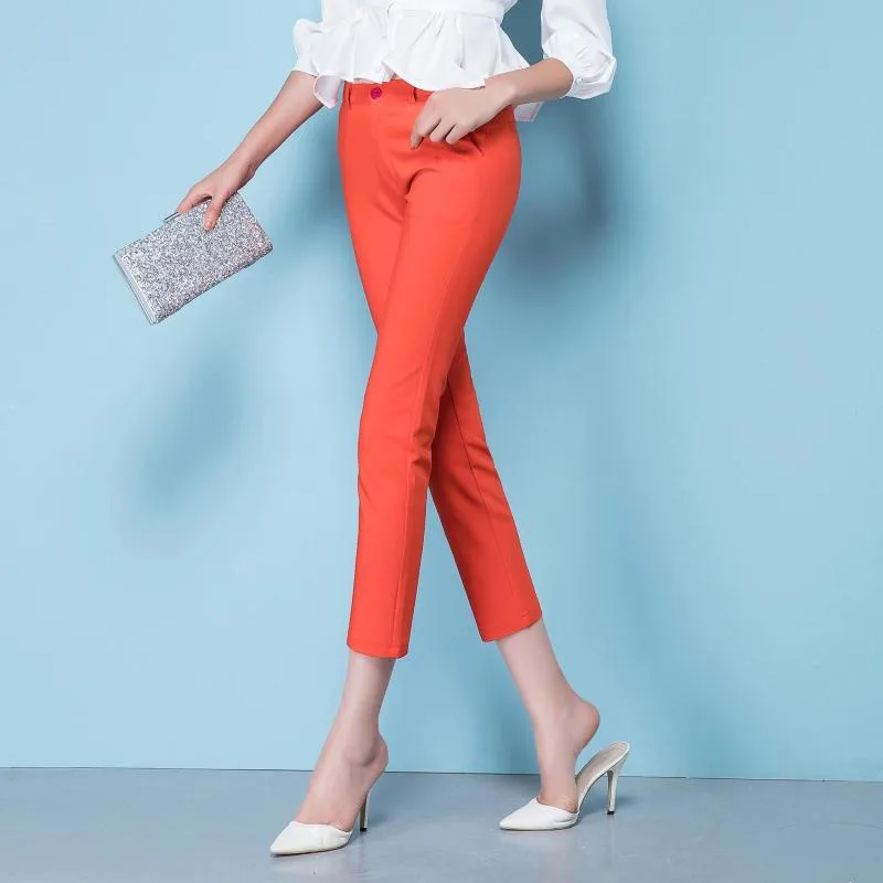 Spring Women's Casual Candy Pencil Pants Fashion Slim Elastic Bomull Byxor Kvinnor Solid 20 Färg Plus Storlek Byxor S-4XL 201113